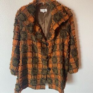 AA Dorman Plaid Shaggy Fringe Jacket